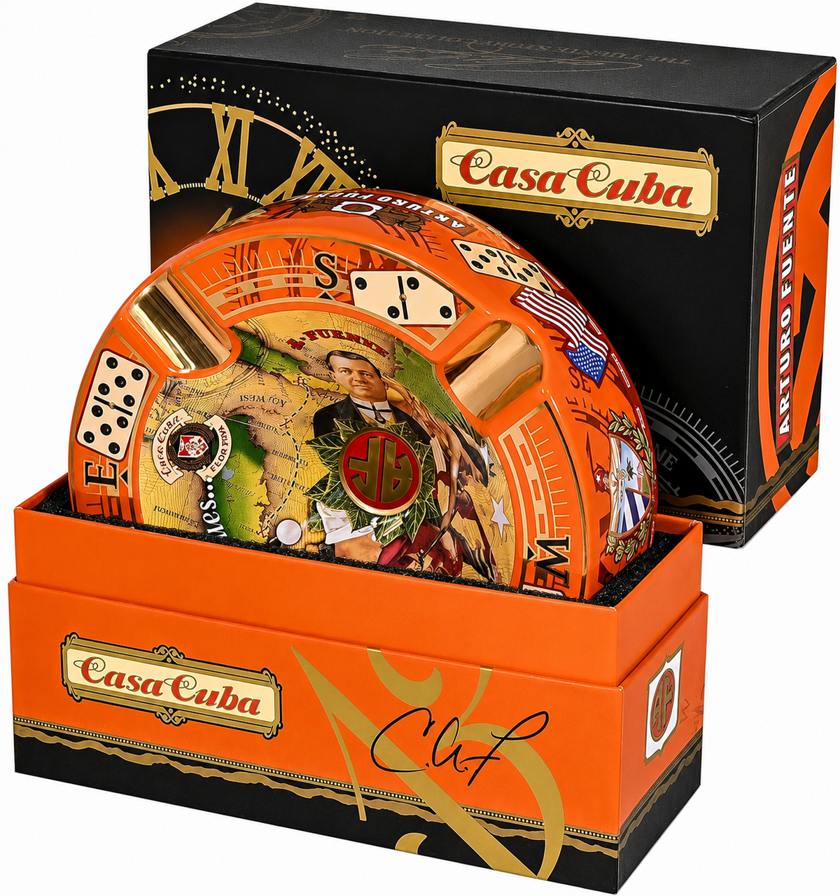 Cinzeiro Arturo Fuente De Ceramica Arturo Fuente " Casa Cuba " Orange