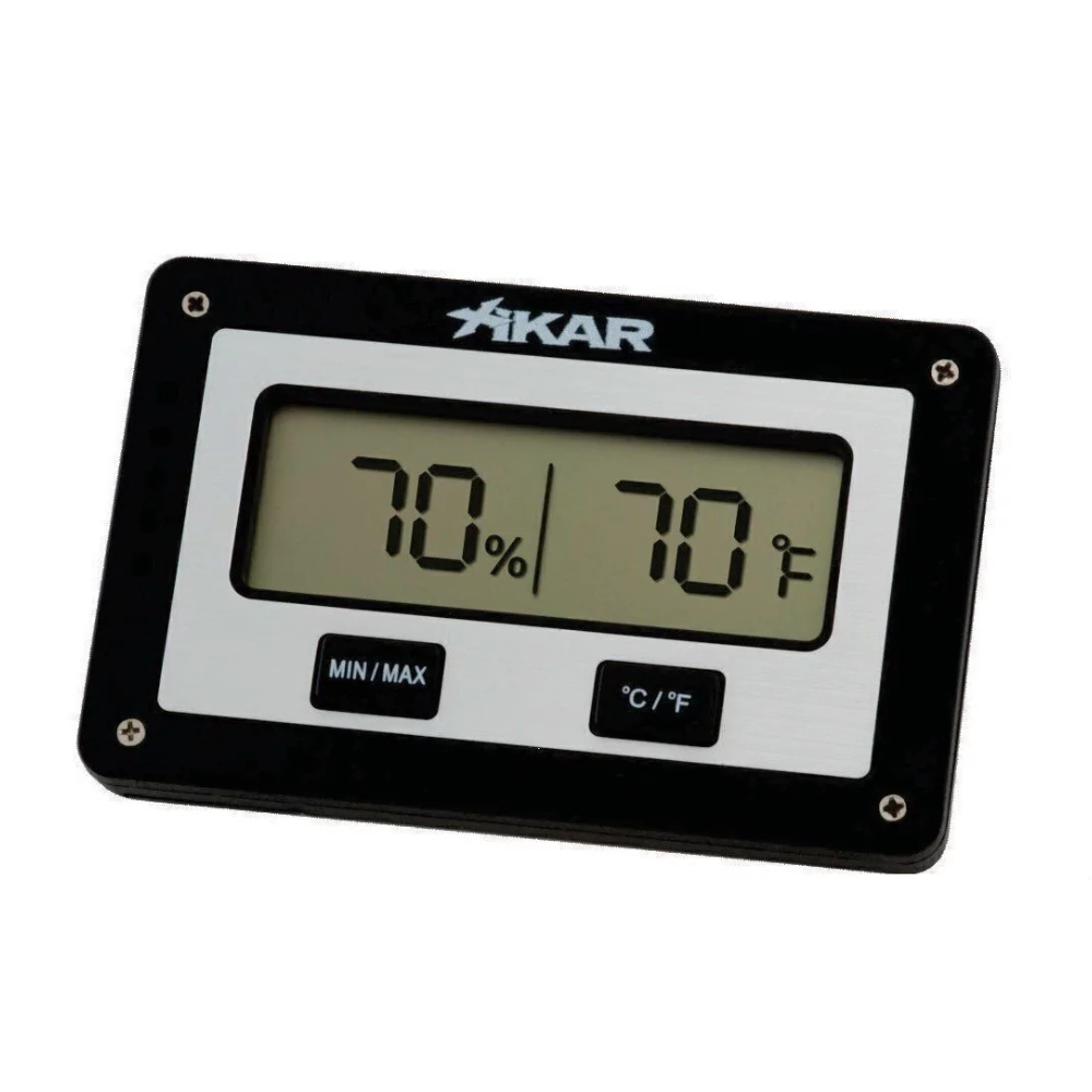 Higrômetro termômetro digital XIKAR Rectangular prata/preto